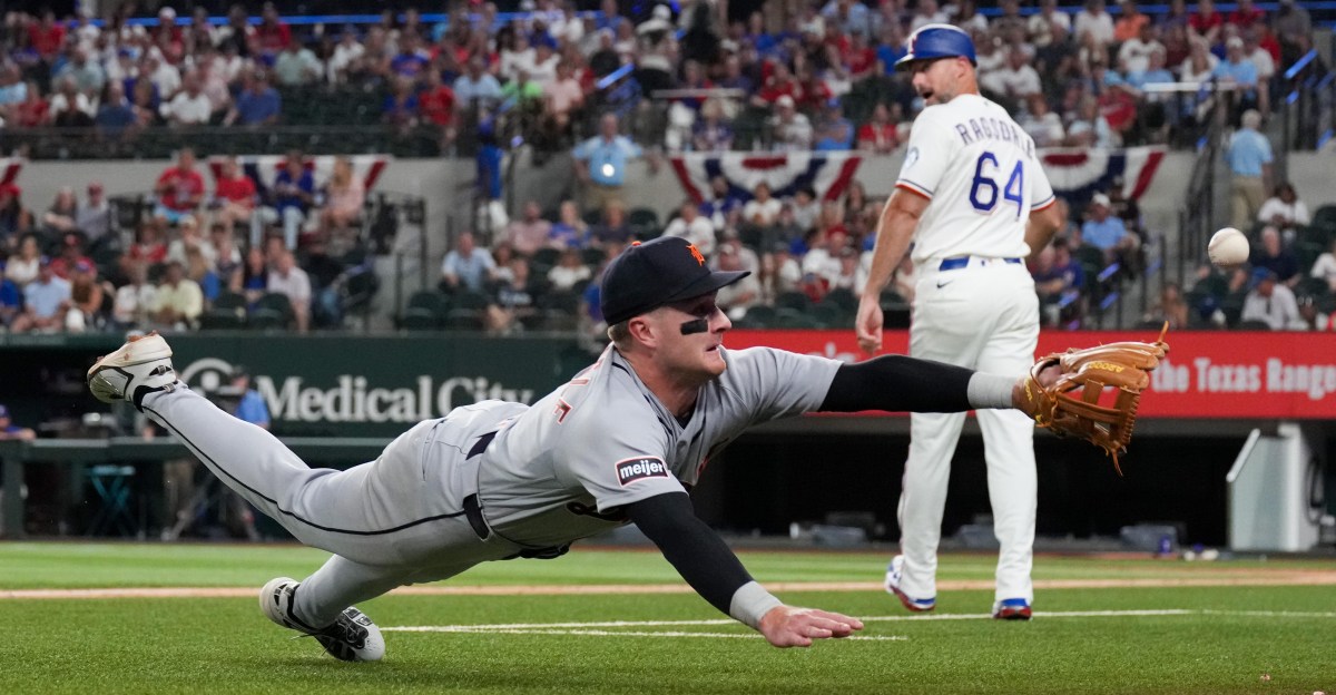 Tigers’ winning streak ends with dismal series opener against Rangers