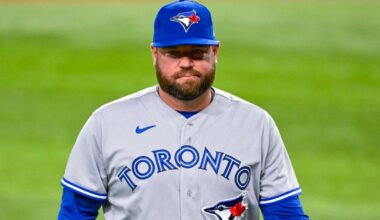 John Schneider in his Blue Jays uniform