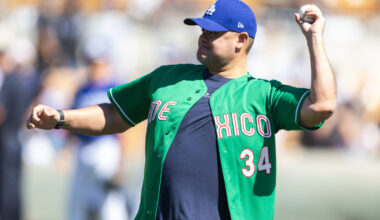 Mar 4, 2026; Glendale, AZ, USA; Fernando Valenzuela Jr in attendance of Team Mexico against the Los Angeles Dodgers during a spring training game at Camelback Ranch. Mandatory Credit: Mark J. Rebilas-Imagn Images