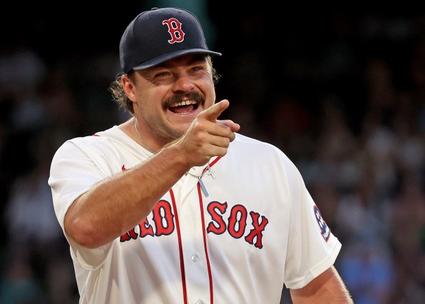 Boston Red Sox pitcher Payton Tolle smiles after ending the fourth inning at Fenway Park. (Photo By Matt Stone/Boston Herald)
