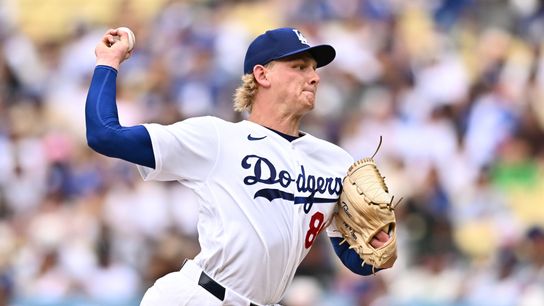 Los Angeles Dodgers pitcher Emmet Sheehan (80) pitches during the first inning against the Arizona Diamondbacks at Dodger Stadium. Los Angeles Dodgers pitcher Emmet Sheehan (80) pitches during the first inning against the Arizona Diamondbacks at Dodger Stadium.