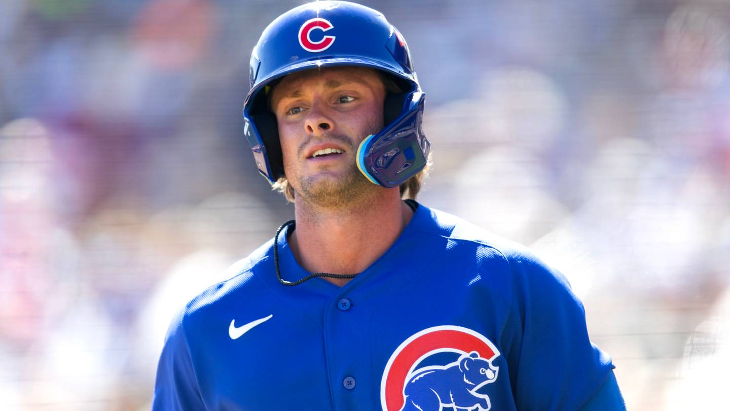 Mar 13, 2026; Phoenix, Arizona, USA; Chicago Cubs shortstop Ben Cowles against the Chicago White Sox during a spring training game at Camelback Ranch-Glendale. Mandatory Credit: Mark J. Rebilas-Imagn Images
