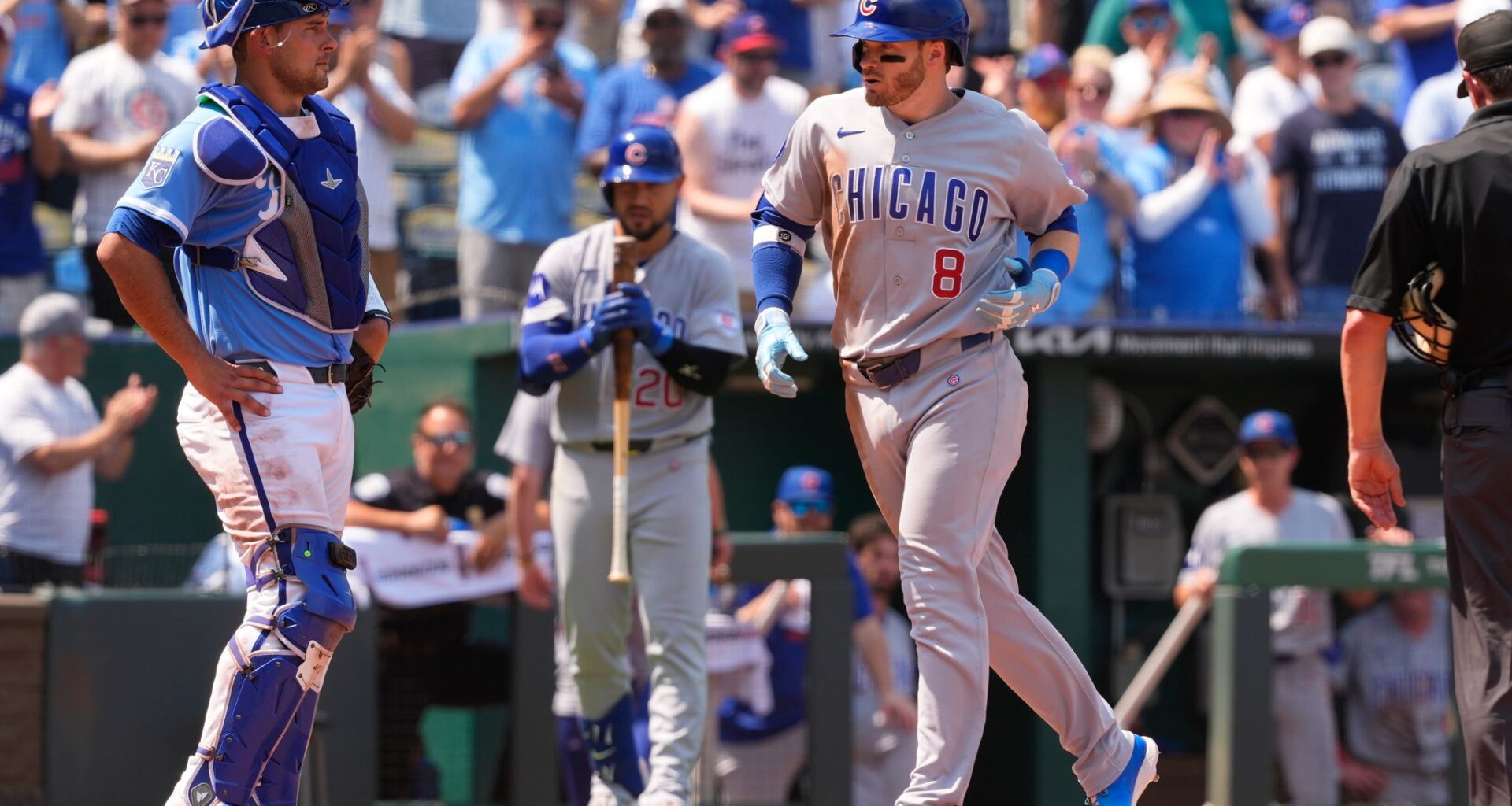 Happ and Amaya homer to help Boyd improve to 8-1 as the Cubs beat the Royals 10-2