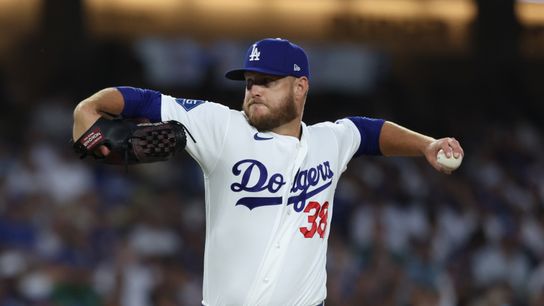 Jul 31, 2026; Los Angeles, California, USA; Los Angeles Dodgers pitcher Cole Irvin (68) throws a pitch against the Boston Red Sox during the third inning at Dodger Stadium.