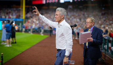 Chase Utley takes the field as he prepares to enter the Phillies Wall of Fame.