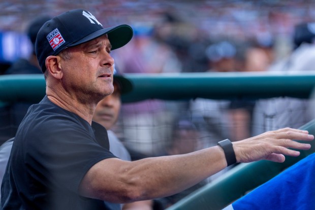 Yankees manager Aaron Boone: Credit where it is due. (Associated Press)
