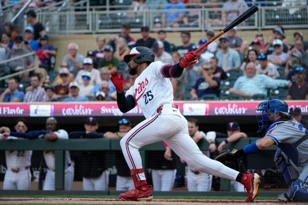 Byron Buxton swings the bat