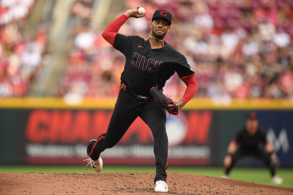 Hunter Greene pitches during the second inning of a baseball game against the Pittsburgh Pirates.
