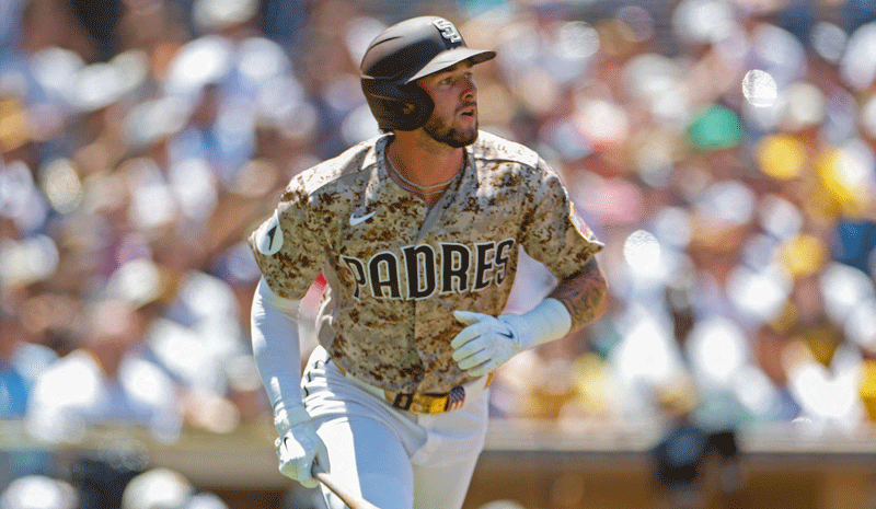 Padres vs. Diamond prediction today - 8-3-2026. San Diego Padres center fielder Jackson Merrill (3) hits a two-run home run.