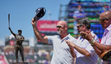 The Rockies unveiled a 15-foot 800-pound statue of Hall of Famer Larry Walker