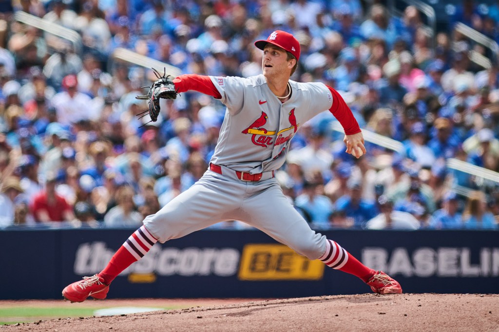 St. Louis Cardinals pitcher Quinn Mathews (60) during a baseball game against the Toronto Blue Jays.