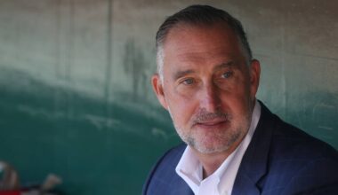 Sep 6, 2026; Pittsburgh, Pennsylvania, USA;  Los Angeles Angels interim general manager John Mozeliak looks on in the dugout before the game against the Pittsburgh Pirates at PNC Park.  Mandatory Credit: Charles LeClaire-Imagn Images