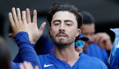 Apr 16, 2026; Detroit, Michigan, USA;  Kansas City Royals second baseman Jonathan India (6) receives congratulations from teammates after scoring in the seventh inning against the Detroit Tigers at Comerica Park. Mandatory Credit: Rick Osentoski-Imagn Images