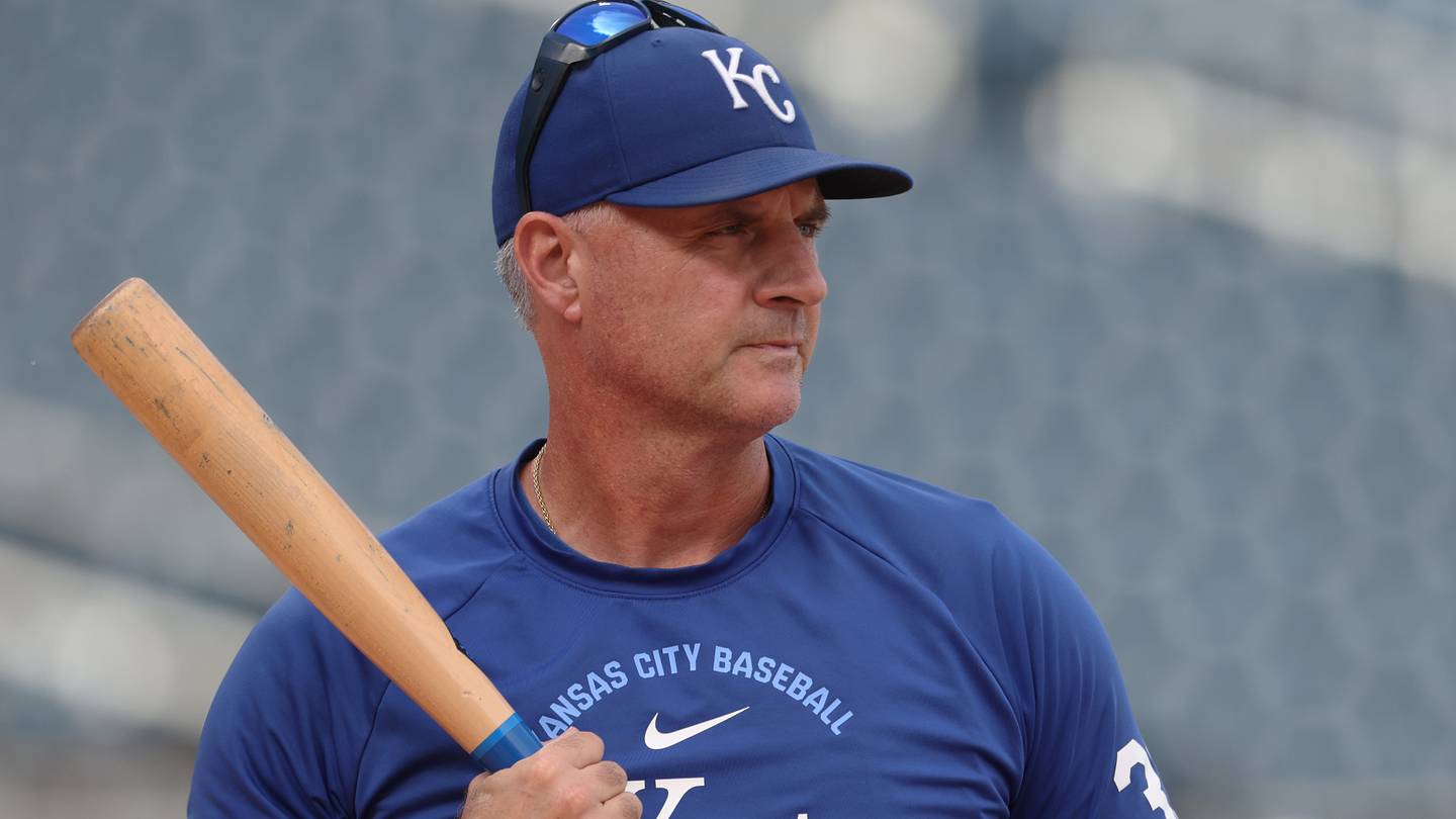 Kansas City Royals manager Matt Quatraro (33) looks on