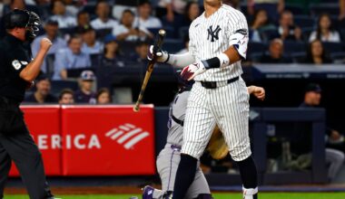 Aaron Judge goes 0 for 3 with 2 Ks in return to Yankees after 99-day absence caused by broken rib