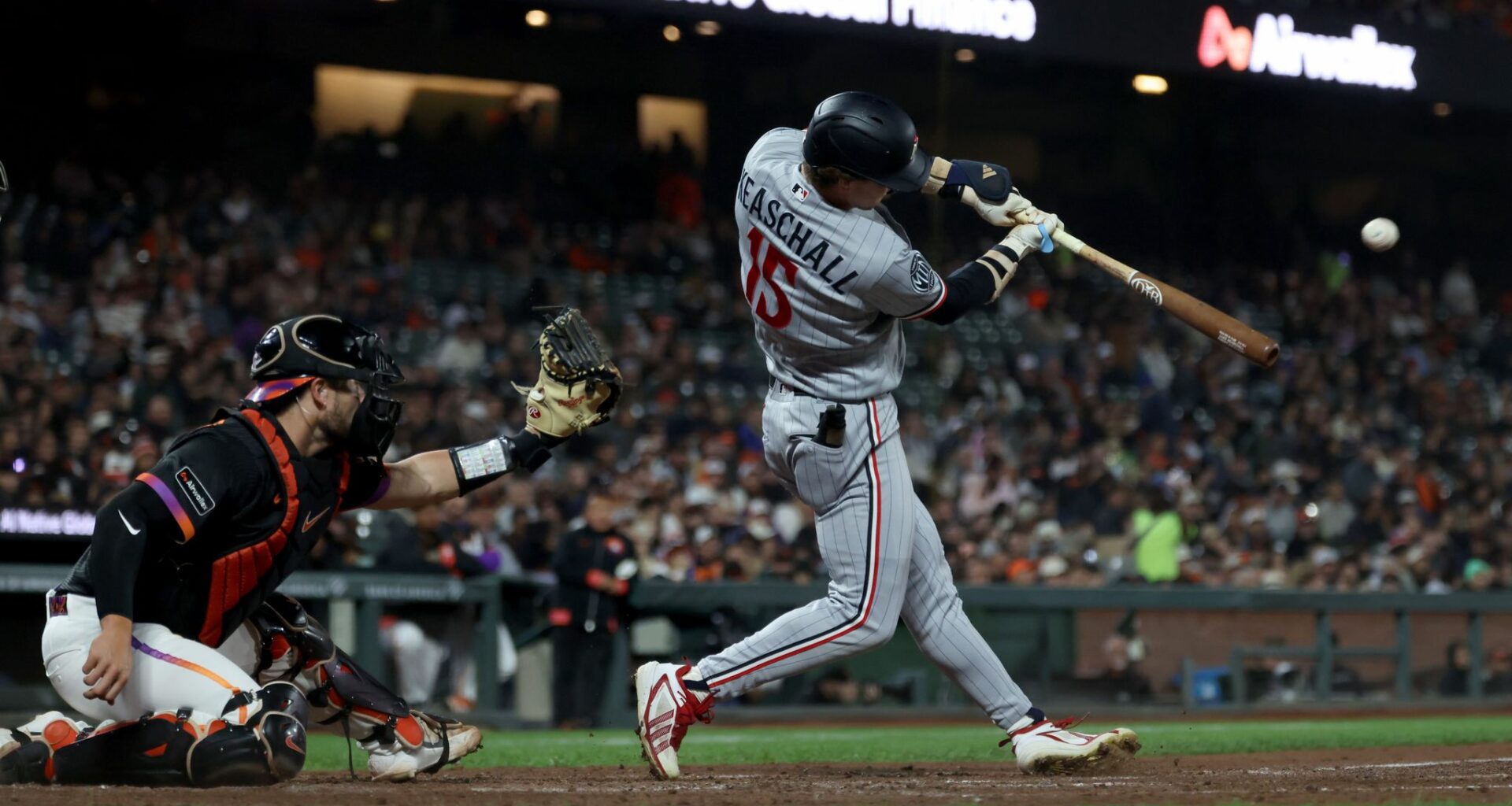 Bradley passes 200 strikeouts, pitches Twins to 3-2 win over Giants