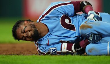 Luis Arraez suffers sprained left ankle as Phillies falter again with chance to clinch playoff spot