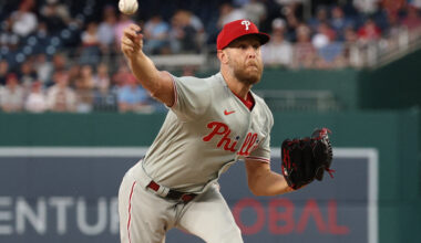 Philadelphia Phillies starting pitcher Zack Wheeler (45) pitches against the Washington Nationals during the first inning at Nationals Park.
