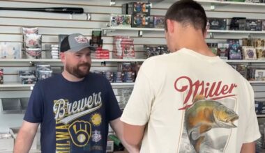 Misiorowski shops for cards day after Brewers' 100th win