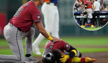 Geraldo Perdomo leaves Diamondback game after getting drilled by line drive