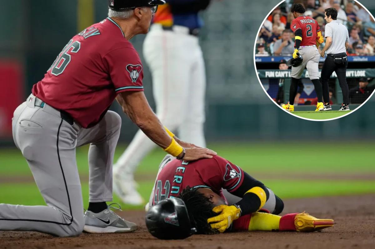 Geraldo Perdomo leaves Diamondback game after getting drilled by line drive