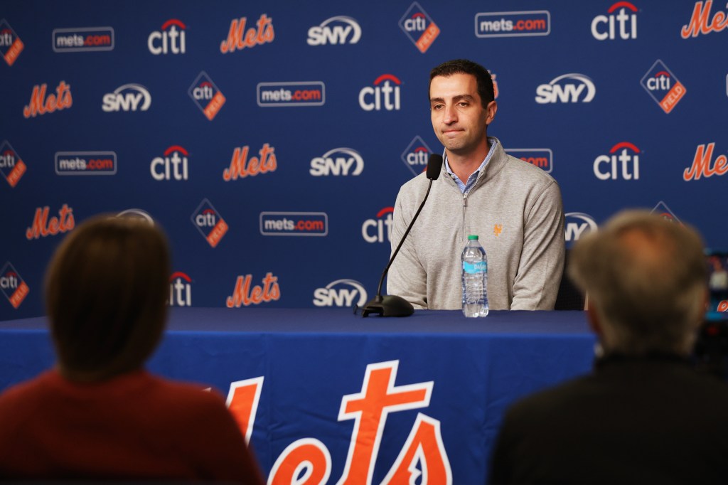 Mets president of baseball operations David Stearns speaks during his end of year press conference at Citi Field, Monday, Sept. 28, 2026.