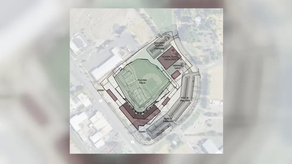 a planning sketch for a stadium at Harry & David Field