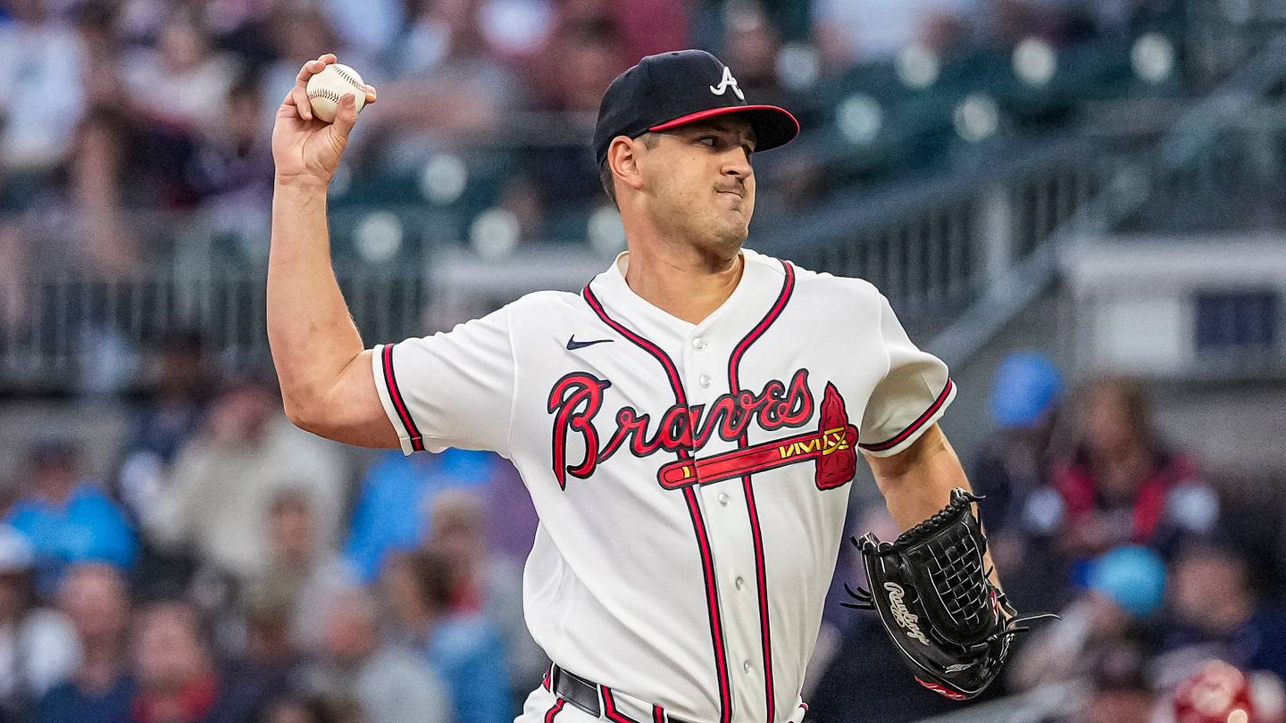 Sep 24, 2026; Cumberland, Georgia, USA; Atlanta Braves pitcher Tyler Mahle (54) pitches against the Cincinnati Reds during the first inning at Truist Park. Mandatory Credit: Dale Zanine-Imagn Images