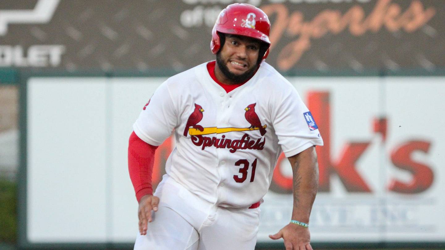 Springfield Cardinals' Rainiel Rodriguez sprints to third base against the Amarillo Sod Poodles in Game two of the Texas League Championship series in Springfield, Missouri on Tuesday, Sept. 22.