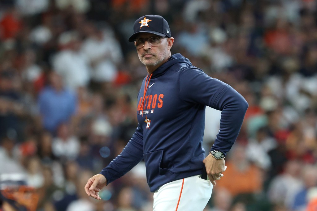 Houston Astros manager Joe Espada watches from the field during the Wildcard round against the Chicago White Sox.