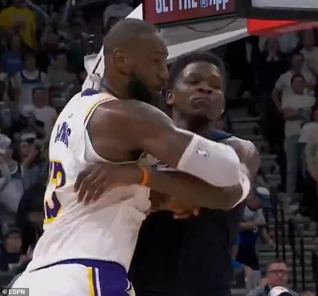 James and Edwards could be seen wrestling for position during the first half of the game