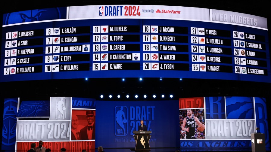 An overall view showing the first 30 NBA draft picks