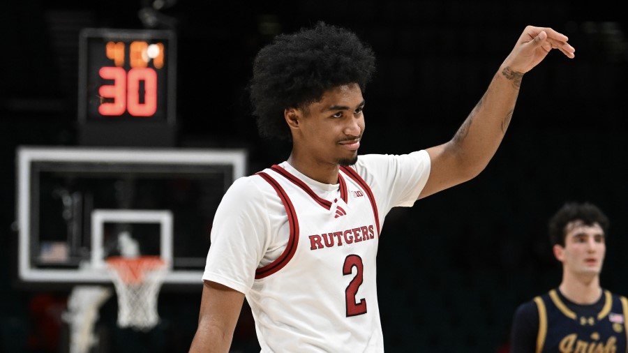 Dylan Harper #2 of the Rutgers Scarlet Knights...