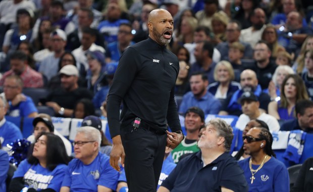 Orlando coach Jamahl Mosley coaches during the Boston Celtics at...