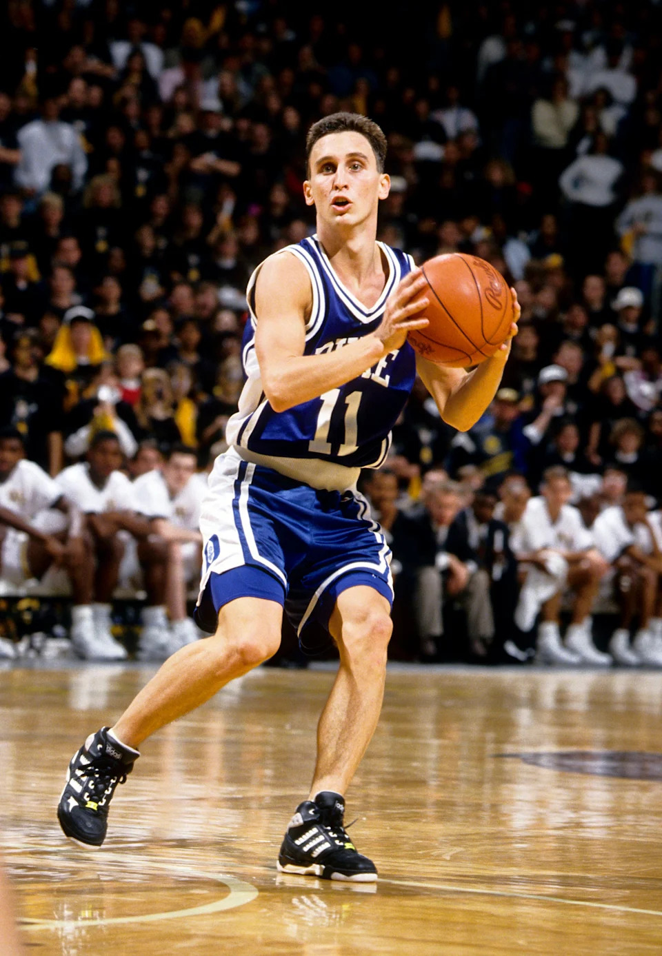 Duke guard Bobby Hurley in action against Wake Forest during the 1993 season at the LJVM Coliseum.