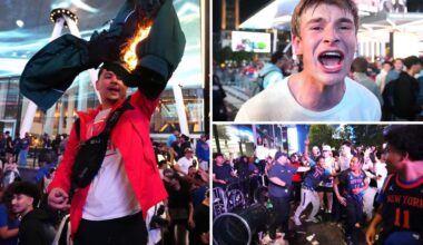 NYC Knicks fans take over Seventh Avenue outside MSG to celebrate Game 6 win over the Celtics