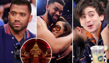 Timothée Chalamet, Jordyn Woods and Russell Wilson party with Knicks players at private club after historic win