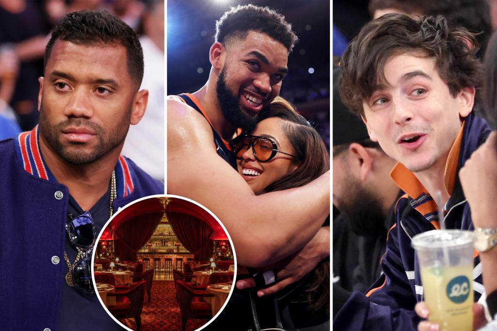 Timothée Chalamet, Jordyn Woods and Russell Wilson party with Knicks players at private club after historic win
