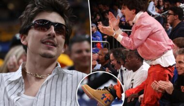 Timothée Chalamet's courtside Knicks outfits keep getting crazier