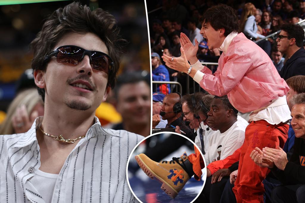 Timothée Chalamet's courtside Knicks outfits keep getting crazier