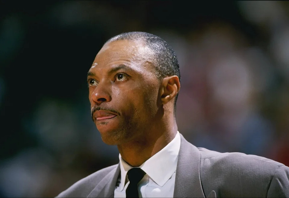1 Apr 1997: Coach Jim Cleamons of the Dallas Mavericks watches his players during a game against the Detroit Pistons at Reunion Arena in Dallas, Texas. The Pistons won the game 100-82.