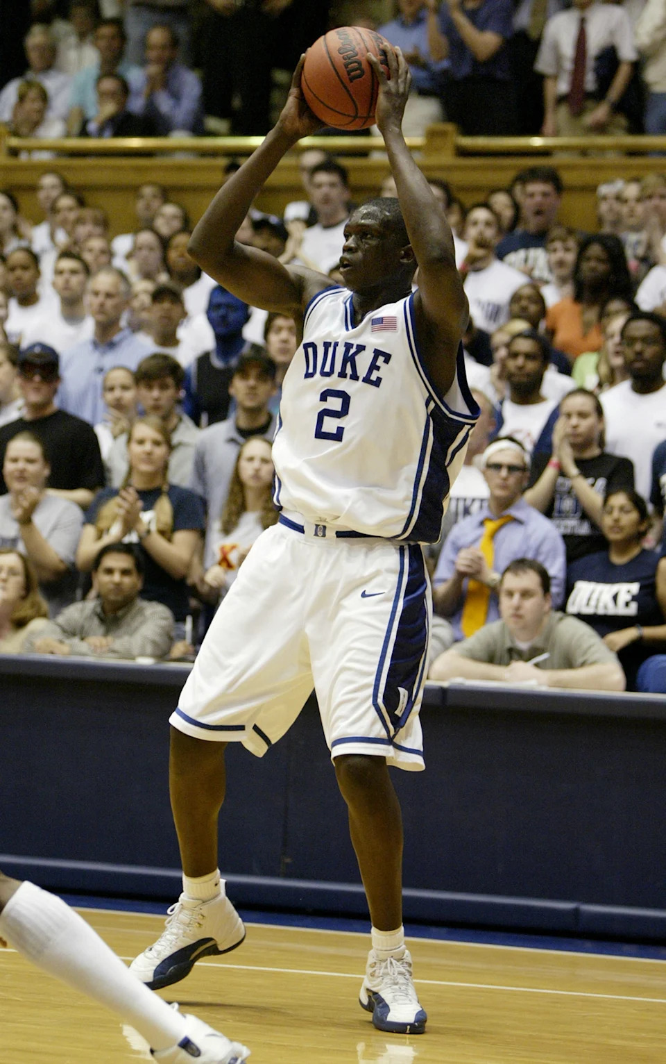 Luol Deng of the Duke Blue Devils with the ball during the game against the Georgia Tech Yellow Jackets.