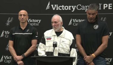 Spurs’ Gregg Popovich addresses fans, passes the torch to new head coach Mitch Johnson