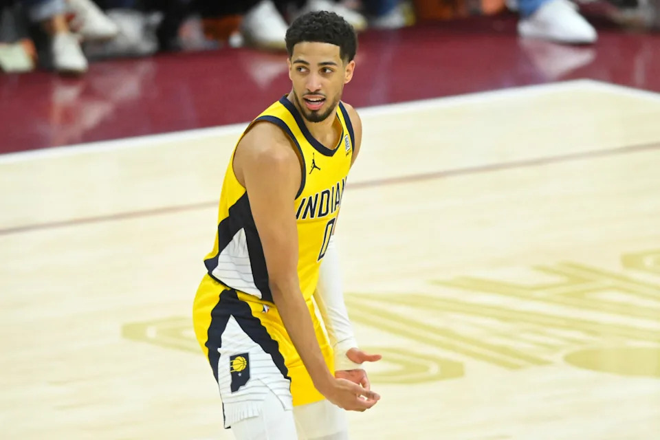 Indiana Pacers guard Tyrese Haliburton (0).© David Richard
