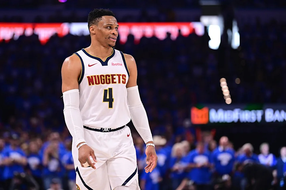 Russell Westbrook was apparently playing and shooting with fractures in his right hand during Denver's playoff run. (Photo by Joshua Gateley/Getty Images)