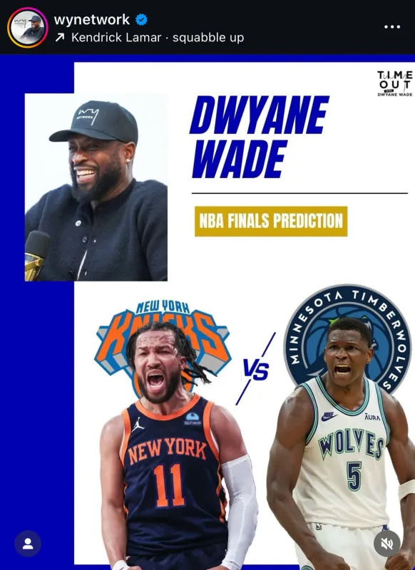 Dwyane Wade's 2025 NBA Finals prediction.@wynetwork/Instagram