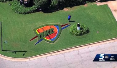 Thunder fan transforms lawn into tribute as OKC team