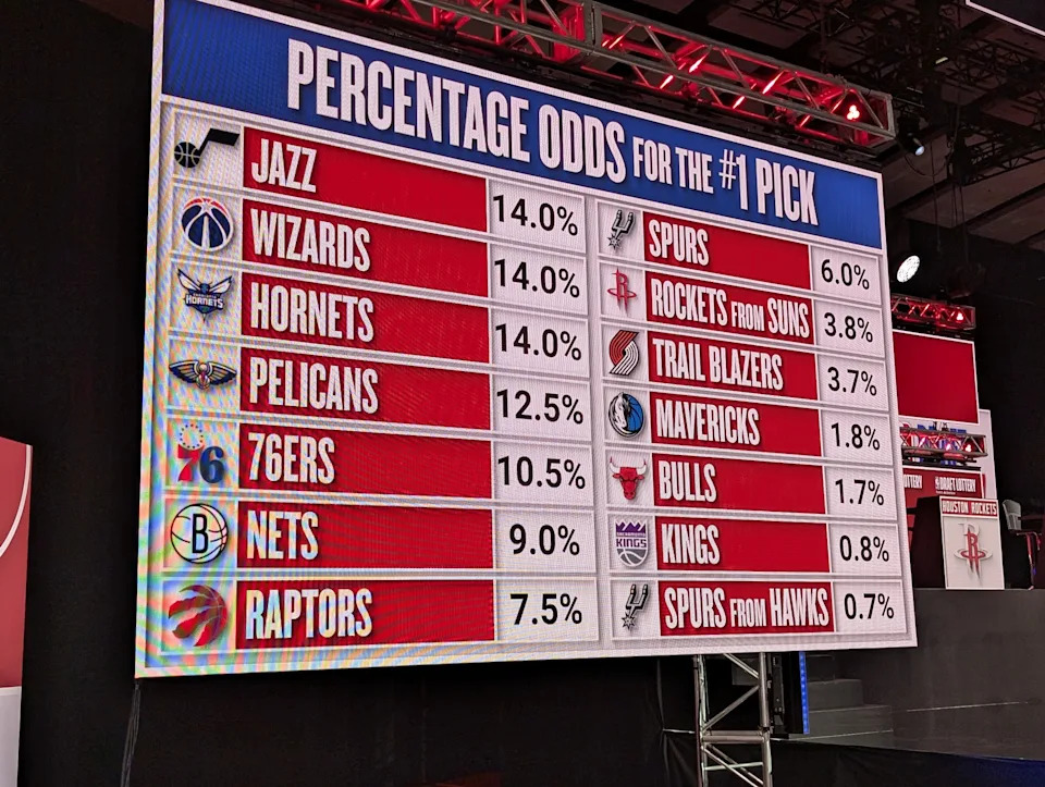 CHICAGO, ILLINOIS - MAY 12: Players, team members and other participants gather to attend the NBA Draft Lottery in Chicago, Illinois, United States on May 12, 2025. (Photo by Jacek Boczarski/Anadolu via Getty Images)