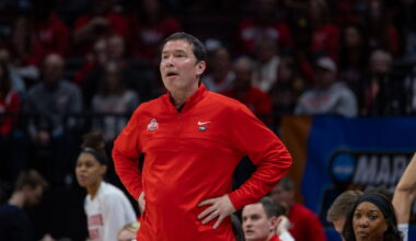 Head coach Kevin McGuff looks on from the sideline during the 2024 NCAA tournament. McGuff was charged with OVI May 6. Credit: Caleb Blake