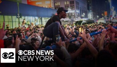 See NY Knicks fans' wild celebration after huge NBA Playoffs win